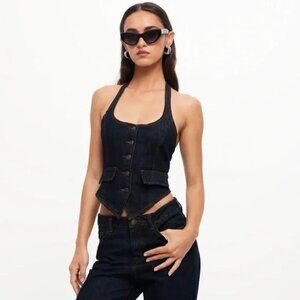 Lioness NYC Halter Top Dark Denim / XXS / Never Been Worn